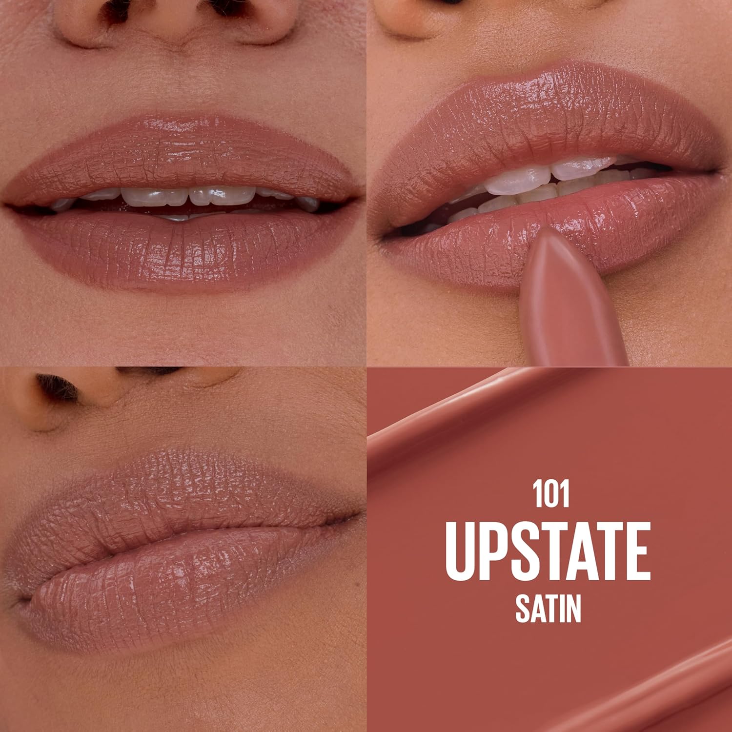 MAYBELLINE Serum Lipstick, Hydrating Lip Makeup with 8HRs of Lip Plumping Moisture with Hyaluronic Acid + Oil Blend, Upstate (Light Cool Brown Satin) - Image 2